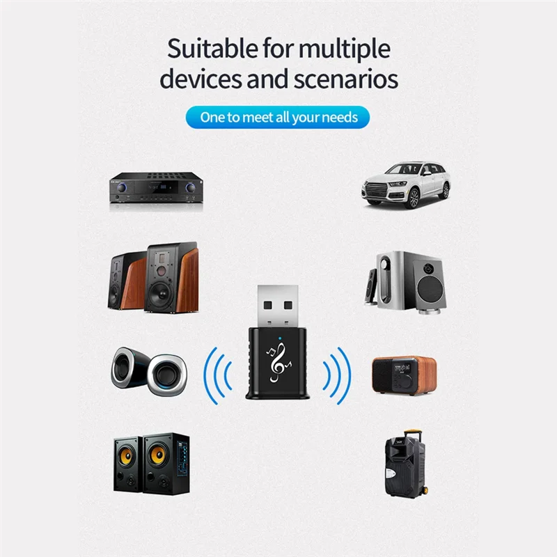 EMECE-USB Bluetooth Receiver 5.0 Audio Receiver Stereo System USB 5.0 USB Audio Adapter Wireless Receiver