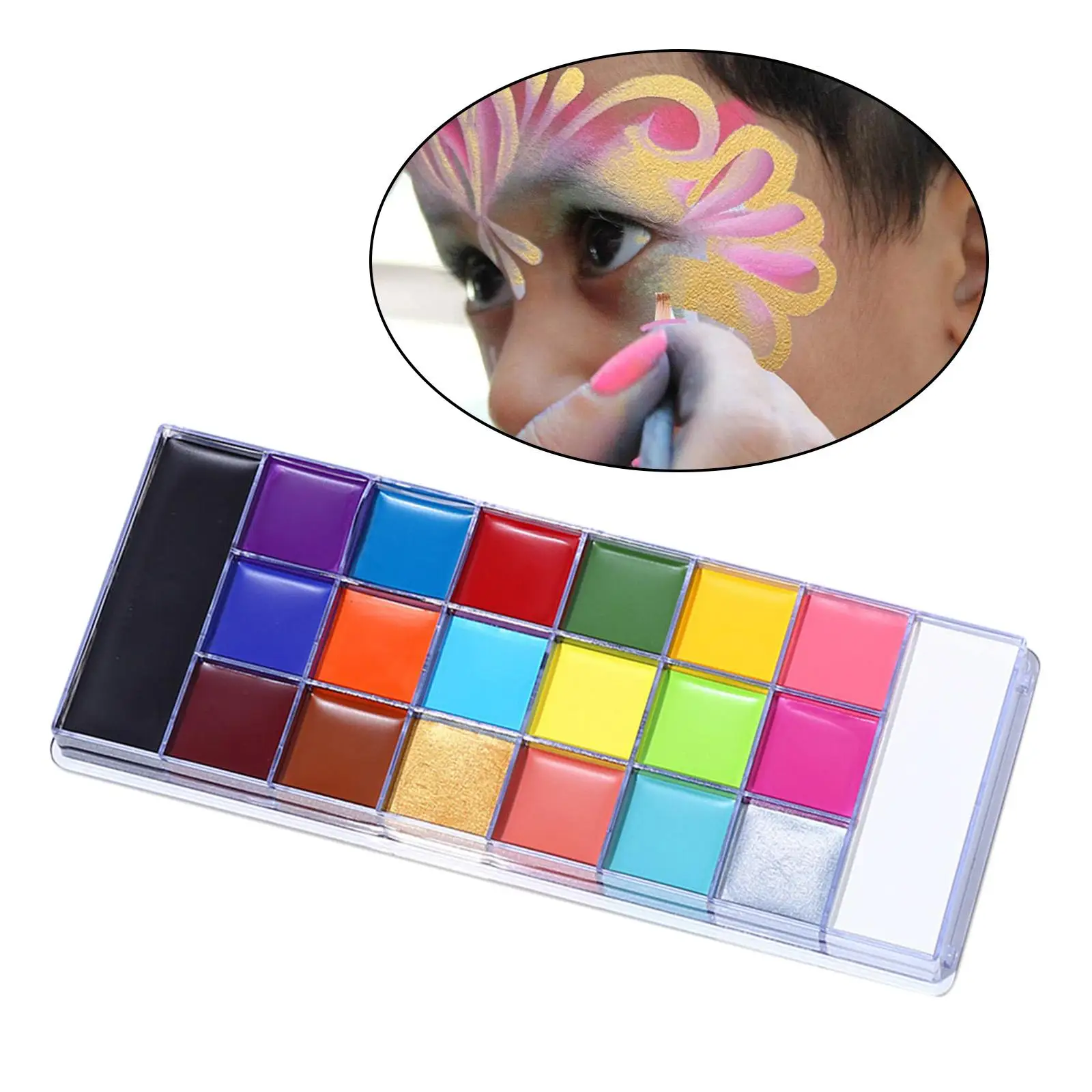 

Face Body Paint Oil Palette, Professional Flash Non Safe Tattoo Halloween