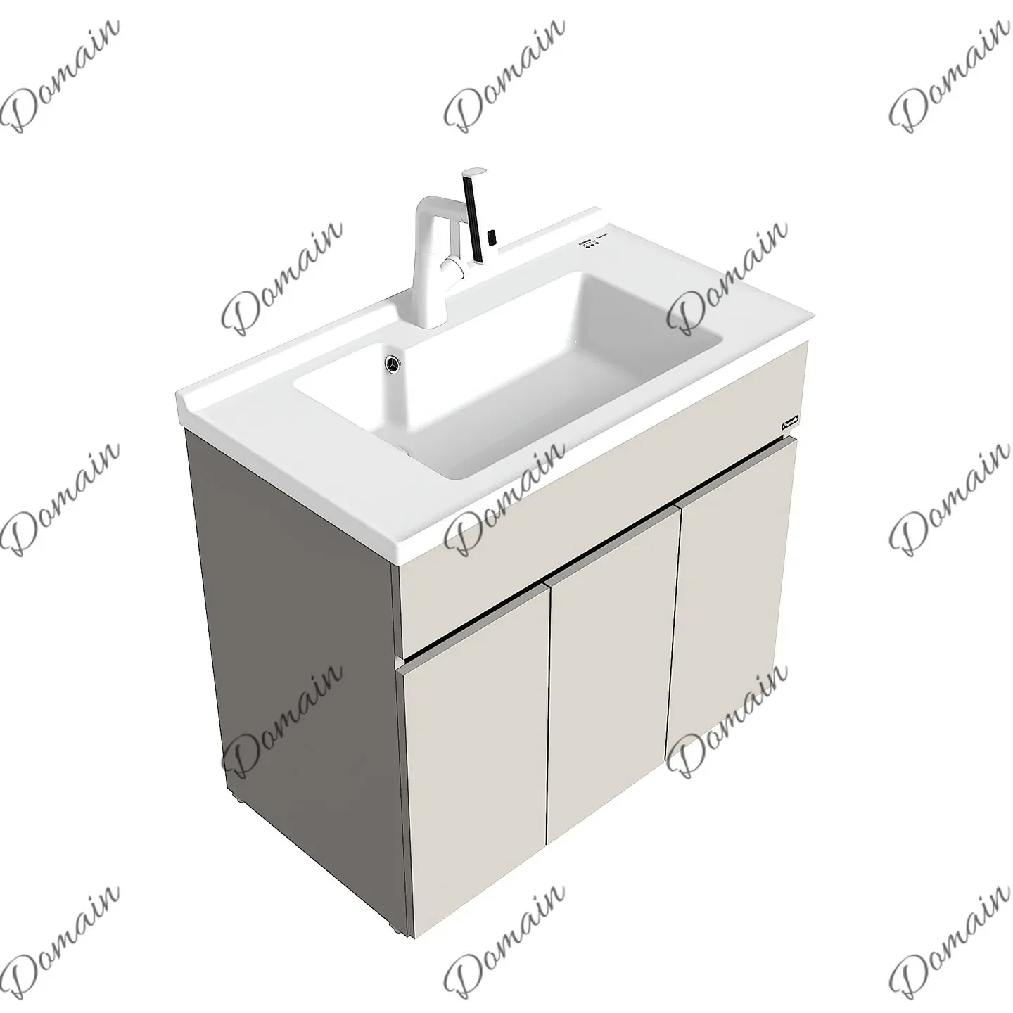 sBc Premium Ceramic Laundry Sink with Cabinet, Honeycomb Aluminum Washing Basin & Storage Combo for Balcony