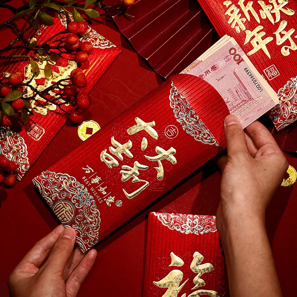 6 Pieces Chinese New Year Red Envelopes For Spring Festival Party Wedding Chinese Red Packets Universal Red Envelope