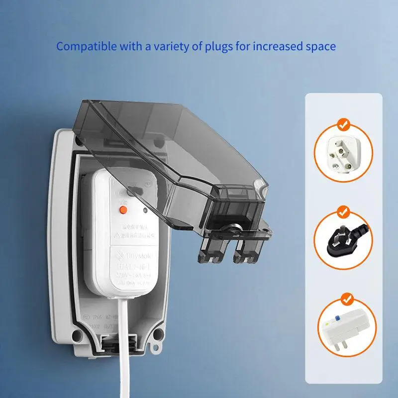 Outdoor 86 Type Concealed Rainproof Socket Waterproof Box Integrated Five-Hole Power Switch with Protective Cover for Home Impro