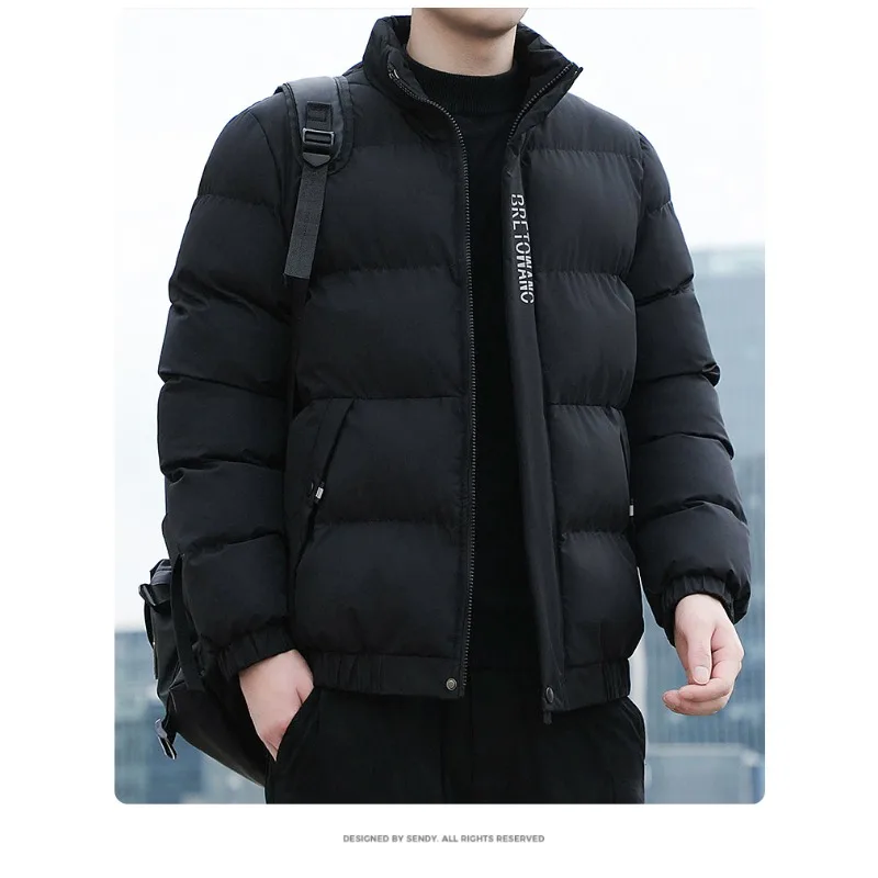 سترة مريحة بياقة واقفة للرجال سترة مبطنة بالقطن للرجال سترة سميكة دافئة معطف كاجوال عصري وعصري