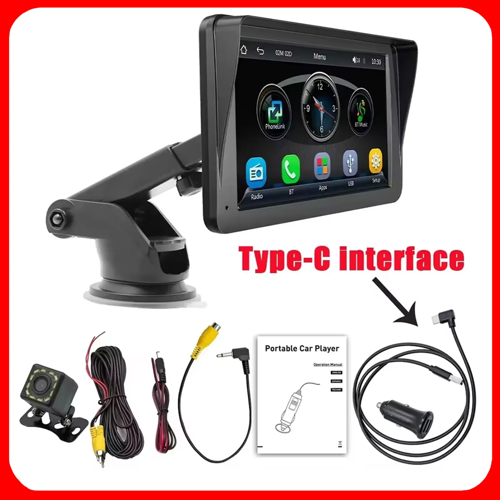 ユニバーサル7インチ/10.26インチスクリーンCarplayカーラジオマルチメディアWIFIビデオプレーヤーワイヤレスCarplayスクリーン（AppleまたはAndroid対応）