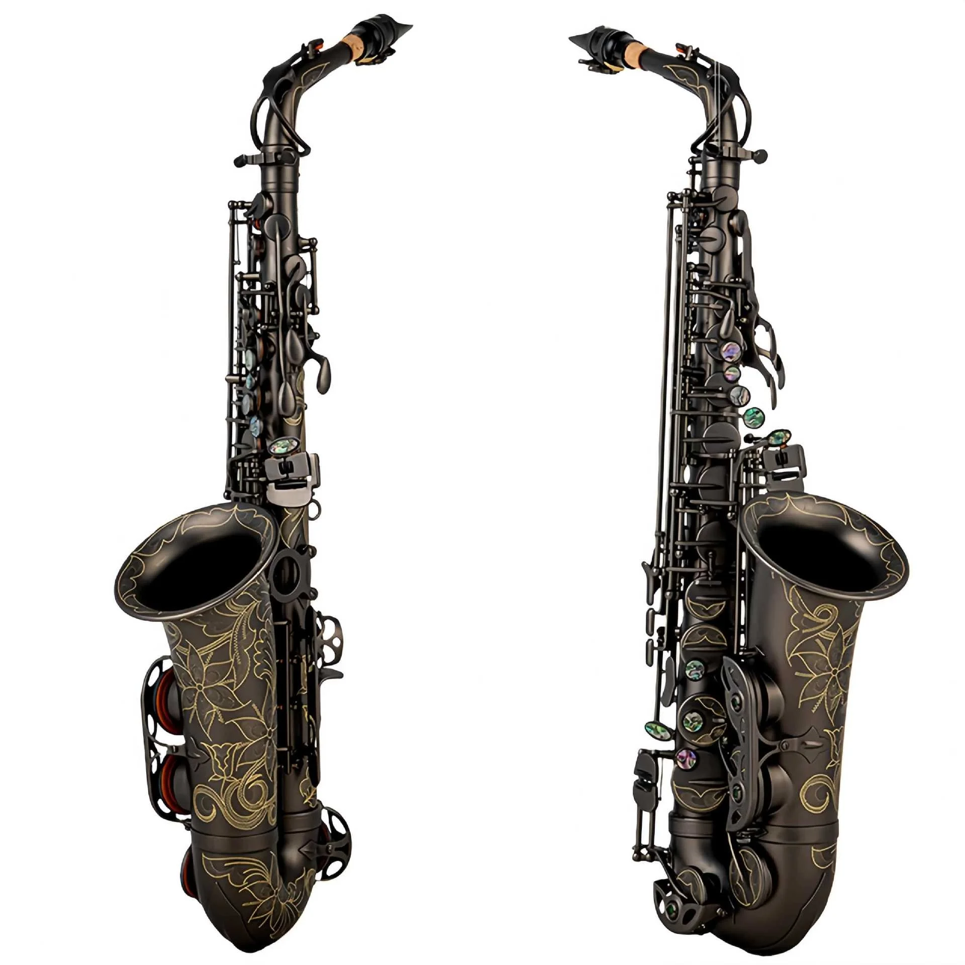 Eb Tone Alto Saxophone Black Nickel Matte Brass Wind Instrument for Stage Performance Examination Daily Practice