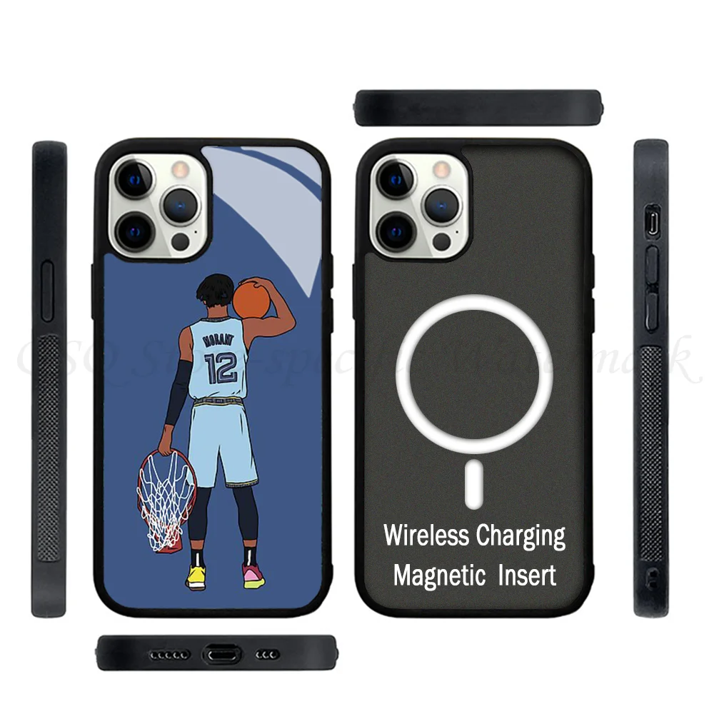 1pc Ja Morant And The Rim Phone Case Strong Magnetic For IPhone 15 14 13 Pro Max 11 12 Mini