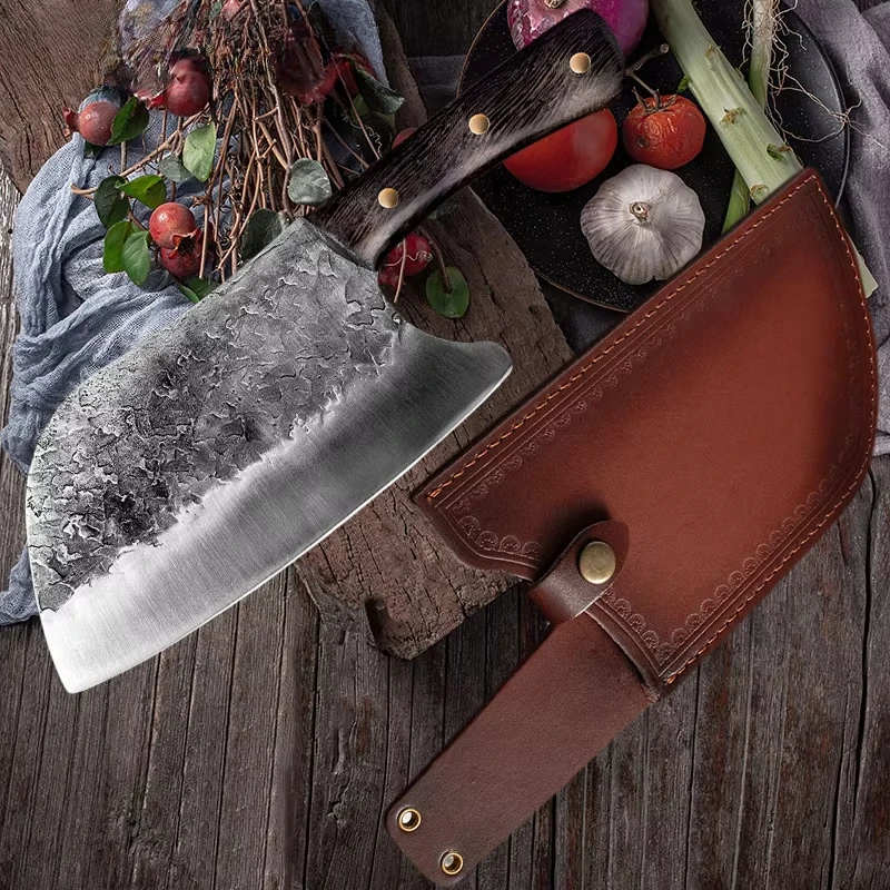 

Blacksmith Handmade Forged Kitchen Knife 5Cr15mov Handmade Butcher Knife 8 inch Blade Wood Handle Chef Cleaver Knife Shearh
