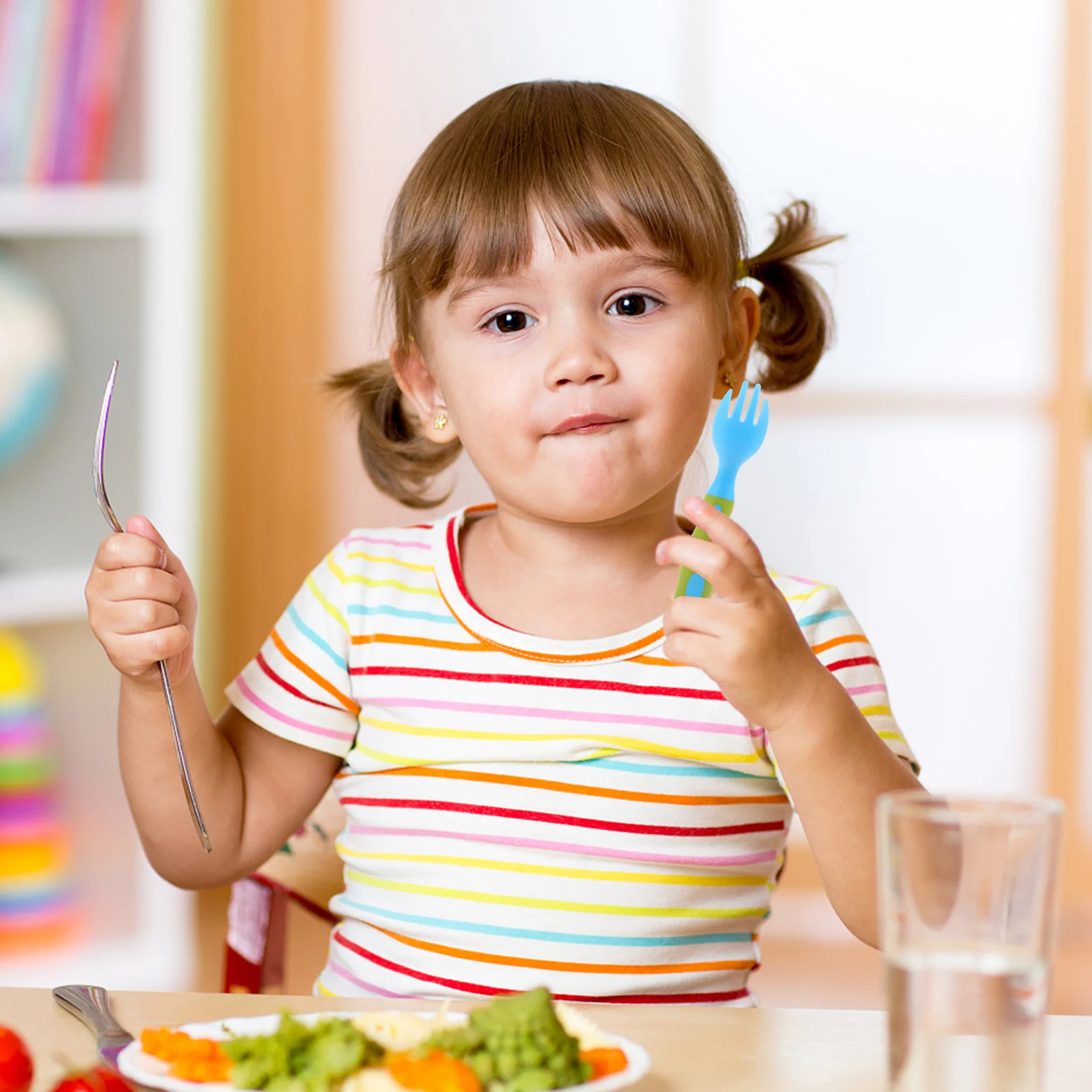 

2Sets Baby Training Cutlery Utensils Fork Spoon Set for Toddler Lightweight Portable Self Feeding Toddler Cutlery Set 1 Year Old