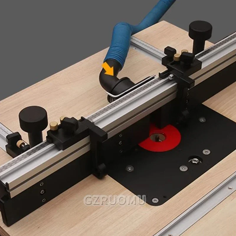 

700mm Woodworking Router Table Fence Aluminium Alloy Profile Fence With 300mm T-track Sliding Brackets Bit Guard