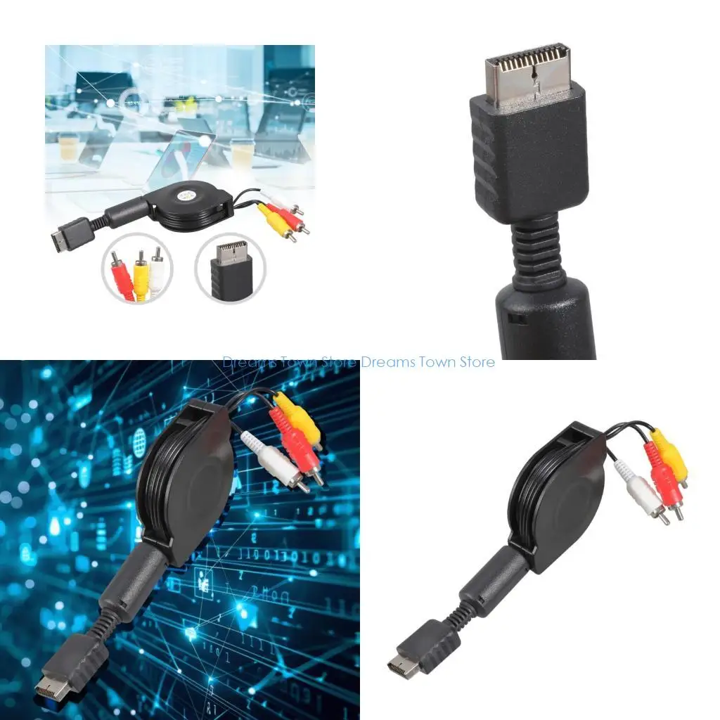 HX6A Expandable 1.7M RCAs Video Sound Cord For Consoles TangleFree PVC Jackets NonSlip Gold Plateds