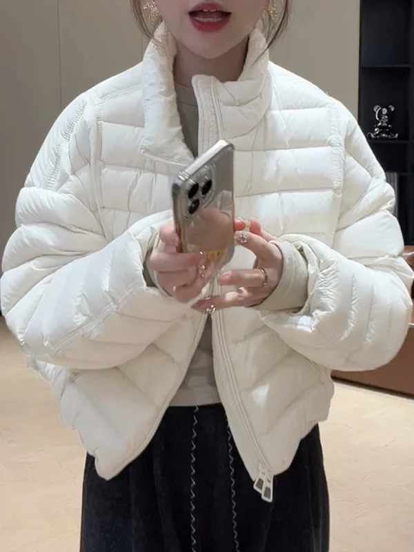 

Lightweight ort Zipper Cotton Jaet Women's Stand Collar Sli Small Size Trendy 2025 New Arrival Aesthetic Korean Sle