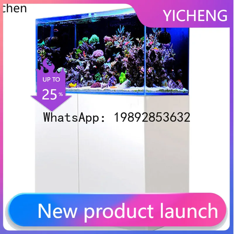 

A3-2 seawater fish tank coral bottom filter ultra-white glass bottom cabinet living room aquarium screen silent