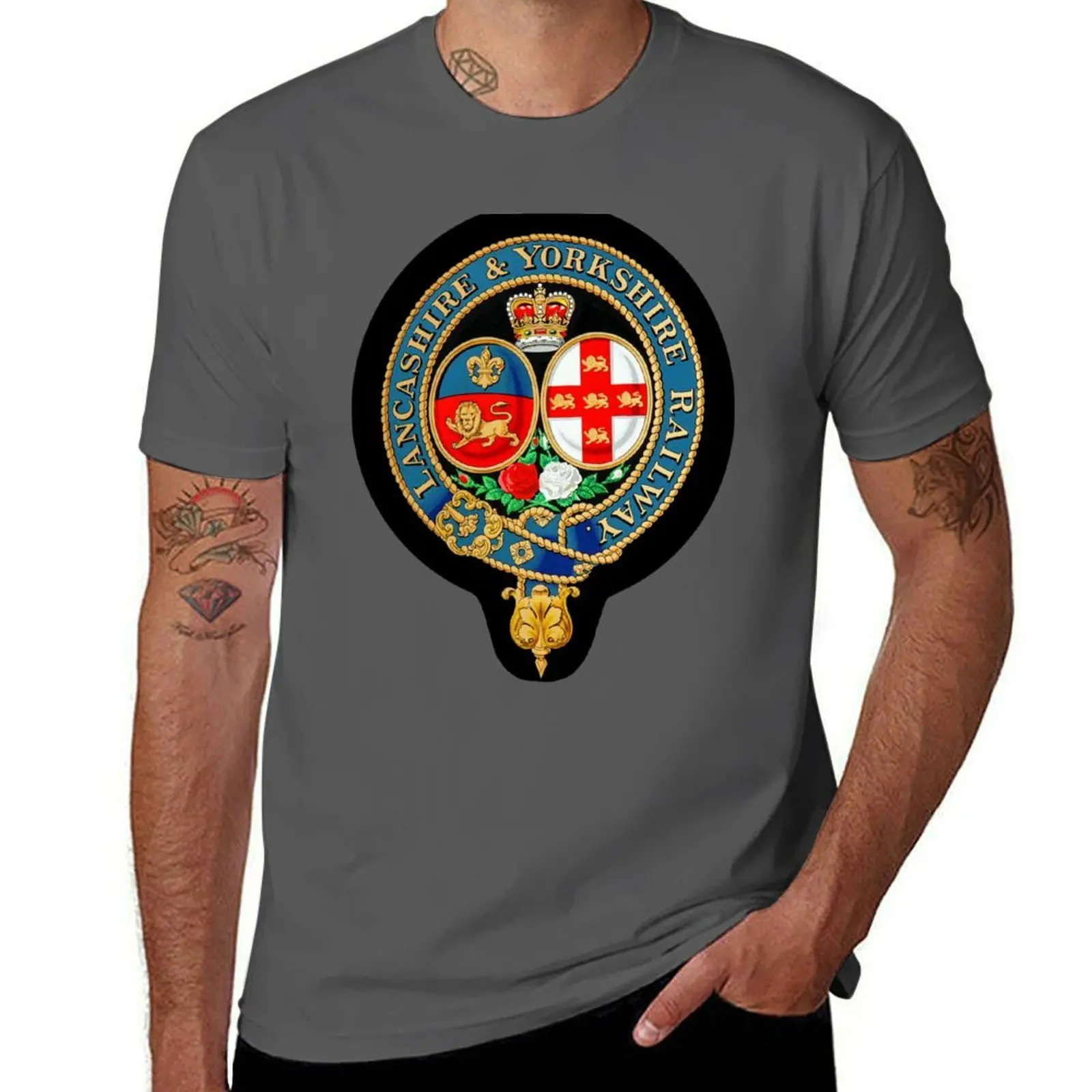 Yorkshire Company Logo Lancashire & Railway T-Shirt Water Resistant Casual T-Shirt