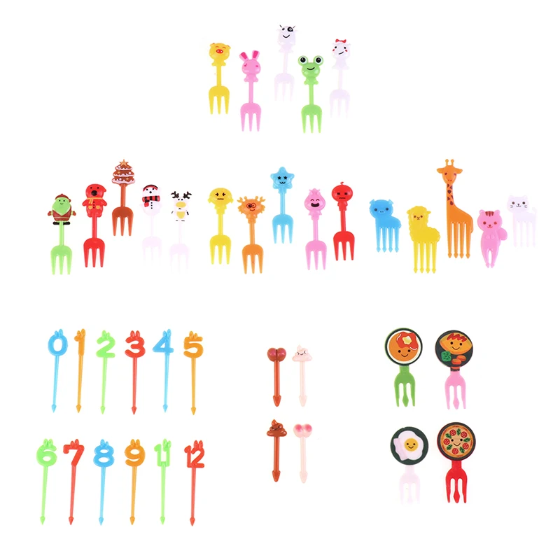 1 Set Cartoon Fruit Fork Animal Party Buffet Fruit Dessert Food Cocktail Sandwich Fork Stick Home Party Tableware Picks For Kids