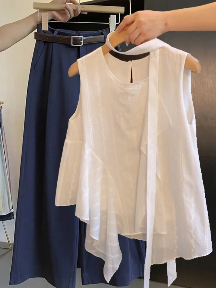 

Белый женский летний тонкий жилет Irt, новинка 2025 года, роскошный легкий возрастной модный круглый жилет Ne Svel, топ для женщин