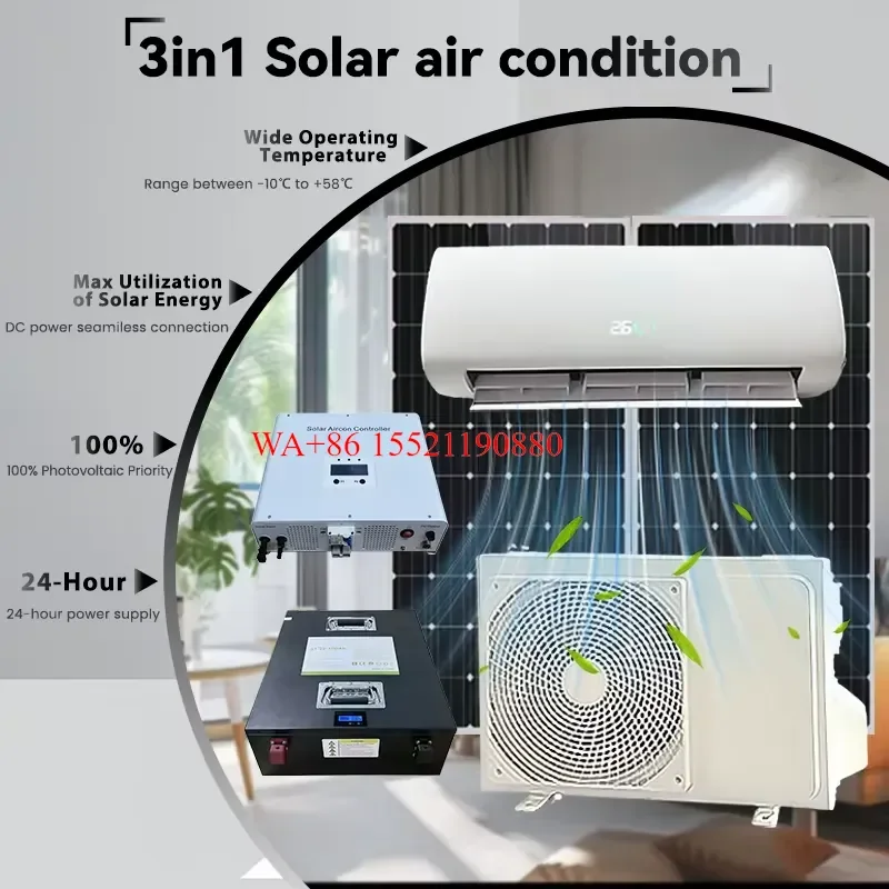 WMWMNU for All One Portable 3in1 Solar Air Conditioner MPPT Charging Battery Backup Integrated System for Household Use RV