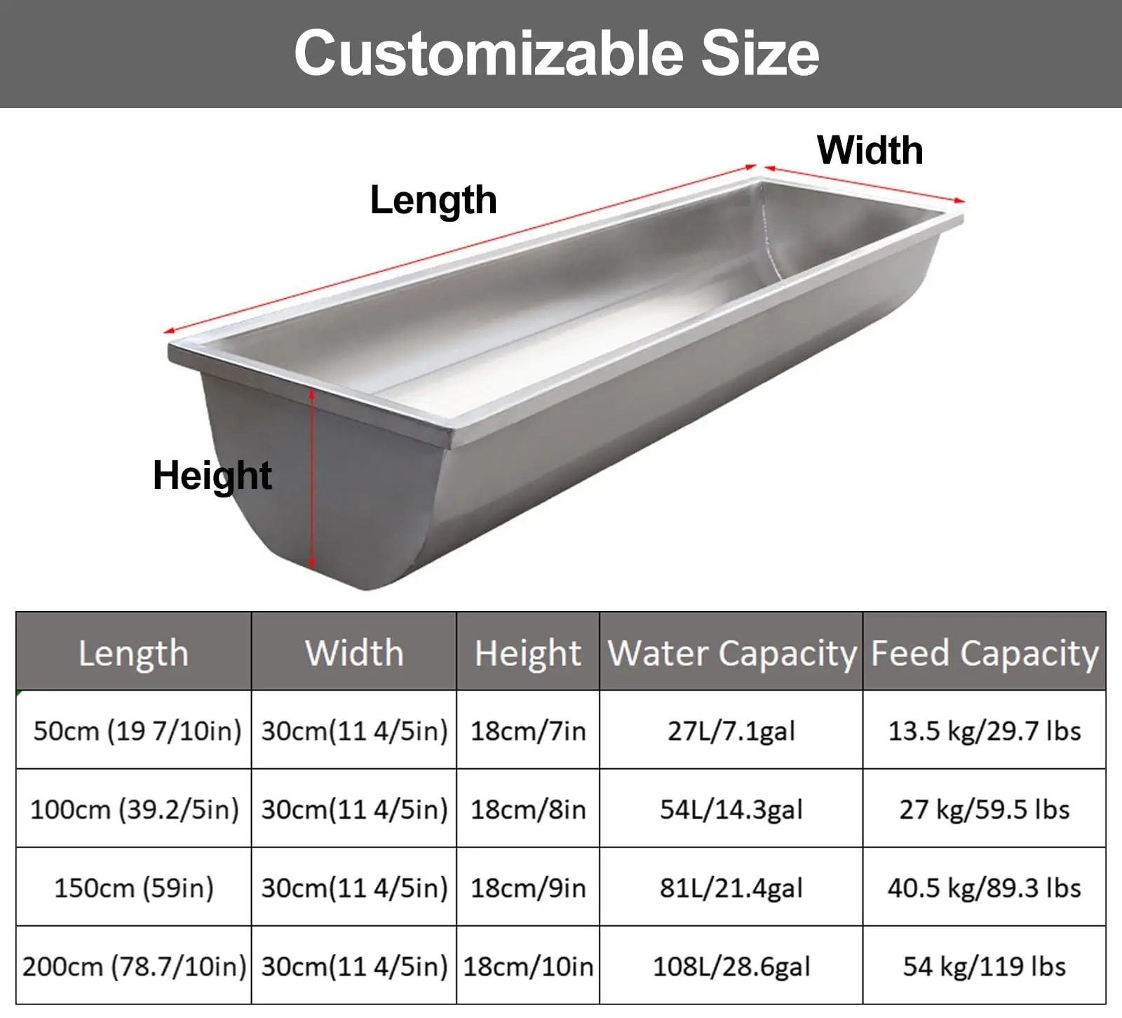 Cattle Sheep Drinking Feeding Trough, Outdoor Stainless Steel Livestock Feeder Troughs, Animal Hay Feeders for Cattle