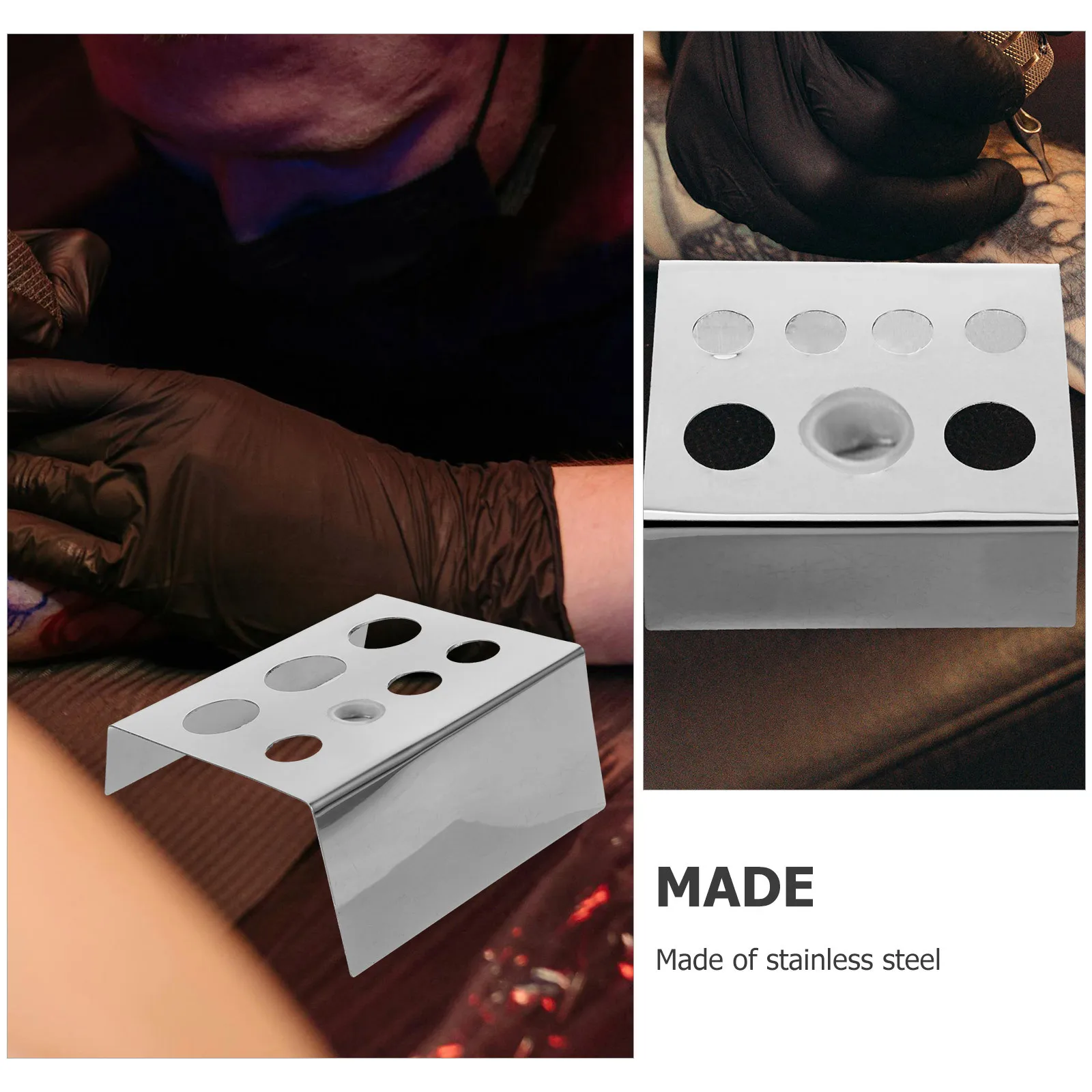 

5 шт., подставка для пигментов для татуировки, нержавеющая сталь, 7 отверстий, держатель для чернильных чашек, органайзер, подставка, держатель для чернильных чашек для принадлежностей для татуировок