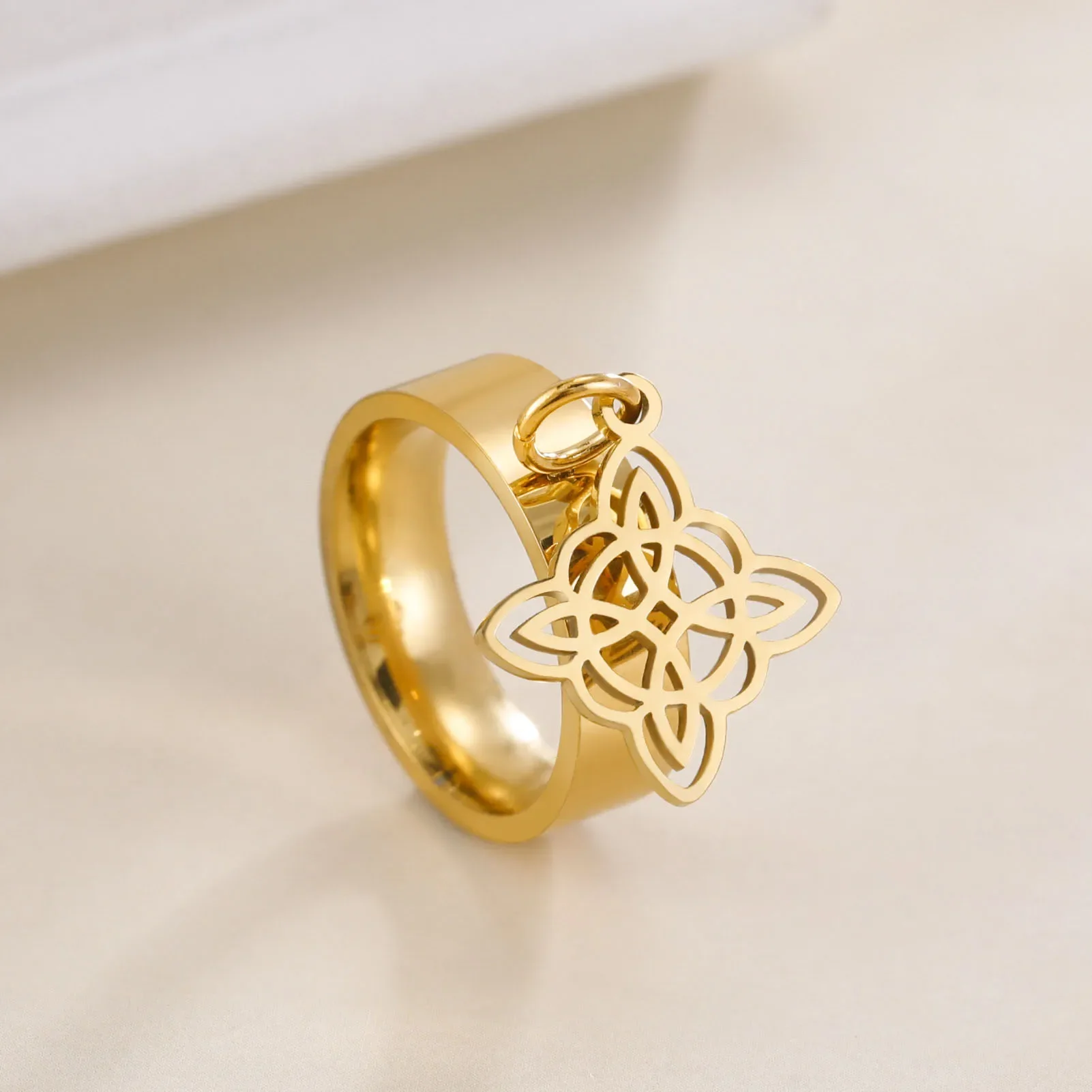 Skyrim Witch Knot Double Layered Pendant Stainless Steel Ring Women's Fashion Wizardry Religious Talisman Jewelry Gift 2025 New