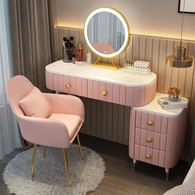 

Luxury Dressing Table Bedroom Modern Minimalist Makeup Table Integrated Cabinet Nordic Apartment Storage Table Vanity Furniture