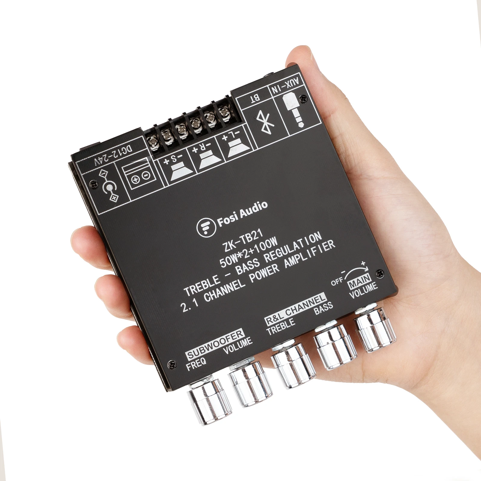 Fosi Audio 2.1 canali Bluetooth 5.0 scheda amplificatore Mini Audio Stereo Wireless modulo amplificatore AUX digitale ad alta potenza per altoparlanti