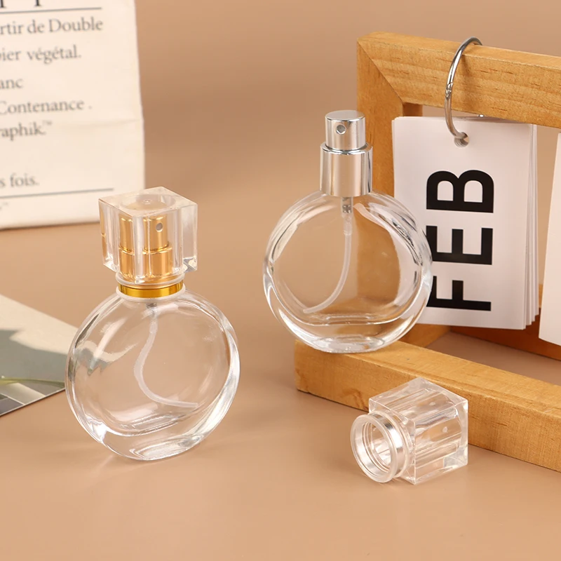 

25ml Glass Perfume Bottle Transparent Press Type Mist Spray Bottle Empty Perfume Vial Cosmetic Container For Travel