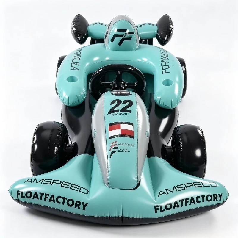 Neues aufblasbares Rennwagen-Schwimmsitzkissen, großes Spielzeug für Erwachsene, Cartoon-Modell PVCF1, Outdoor-Schwimmbad-Großspielzeug
