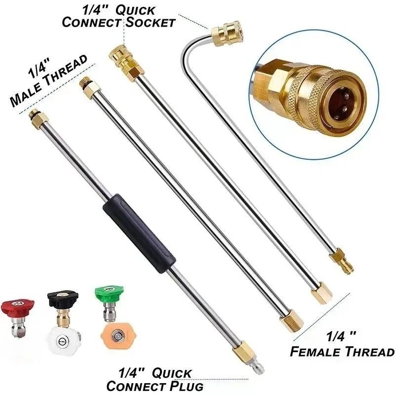 High Pressure Washer Extension Rod 1/4 Inch Connection Nozzles for Roof Gutter Cleaning Tools Connecting Rod ar cleaning