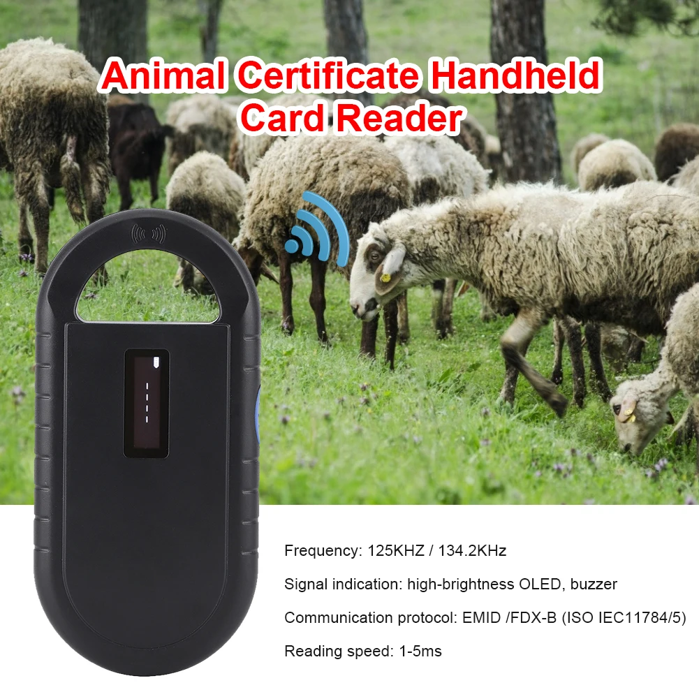 Micro Chip Reader Scanner Handheld Animal Tag Scanner 134.2kHz 125kHz Pet ID Reader for ISO 11784/11785 FDX-B and ID64 RFID EMID