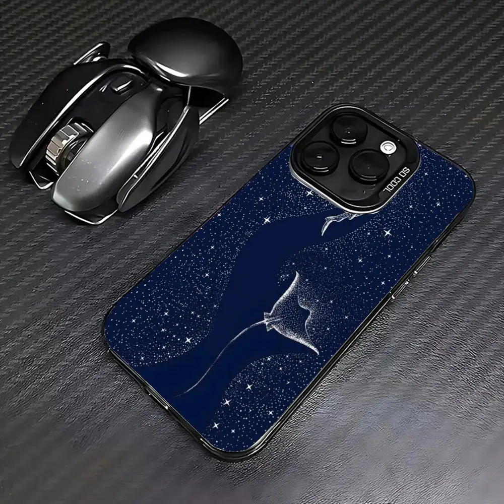 

Simple whale design case for iPhone 16 15 14 13 12 11 Pro/ Max/Plus shock-proof rear cover anti-fingerprint