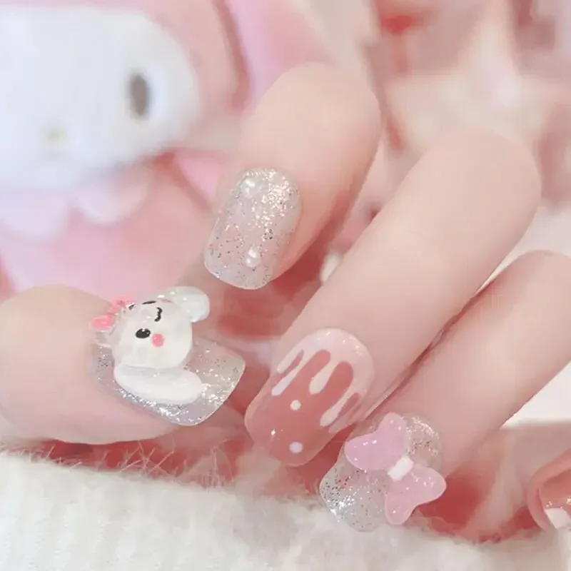 Sanrio cinnamoroll remendos de unhas remendo anime dos desenhos animados bonito removível kawaii remendos de unhas remendo menina & criança presentes de férias