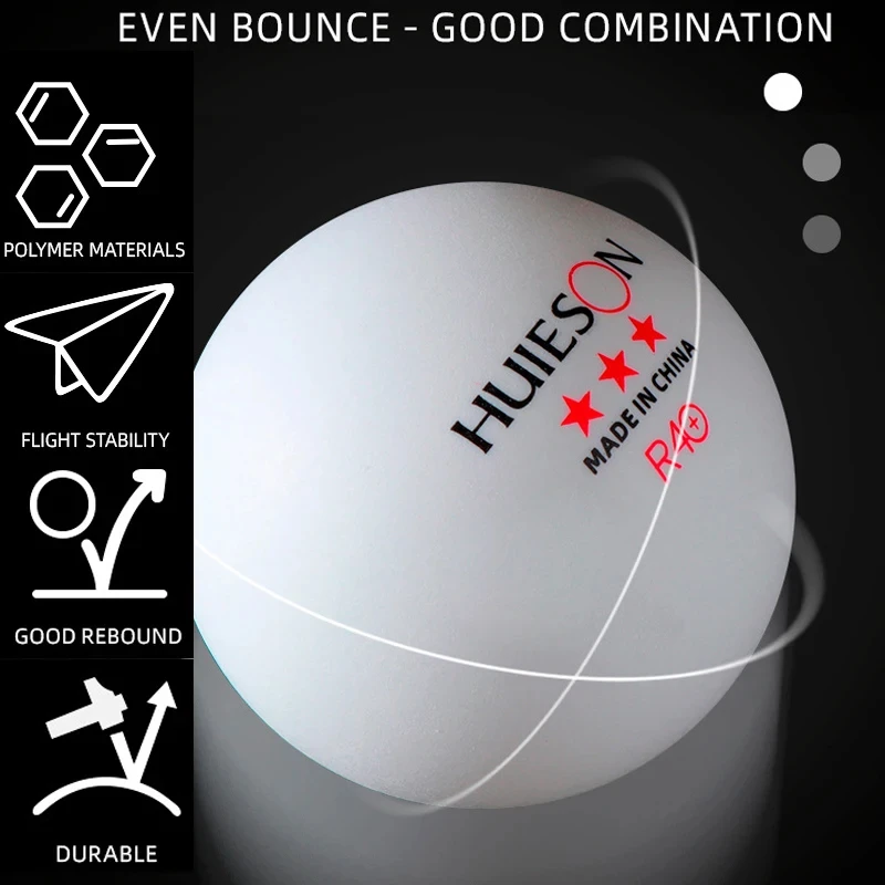 

100PCS HUIESON R40 ABS New Material 3-star Table Tennis Balls Durable High Elasticity White Ping-pong for Training Competition