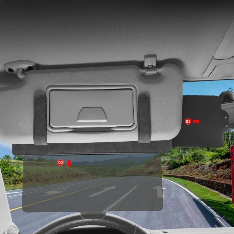 Plaque d'extension de visière en daim, mise à niveau avec plaque Anti-éblouissement, Modification de voiture pour bloquer l'autoroute longue Distance de la lumière du soleil