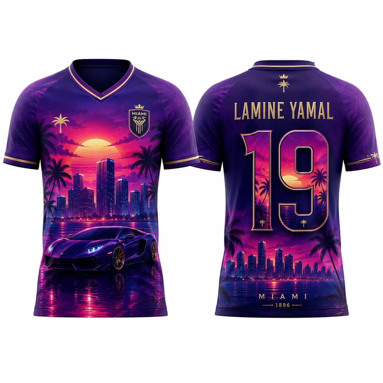 2026 Lamine Yamal #19 Soccer Jersey Retro Open World Crime City Print Men 90s Florida Neon Street Style Football Fan T-Shirt﻿