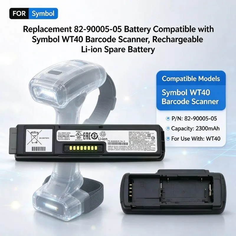 Replacement 82-90005-05 Battery Compatible with Symbol WT40 Barcode Scanner, Rechargeable Li-ion Spare Battery