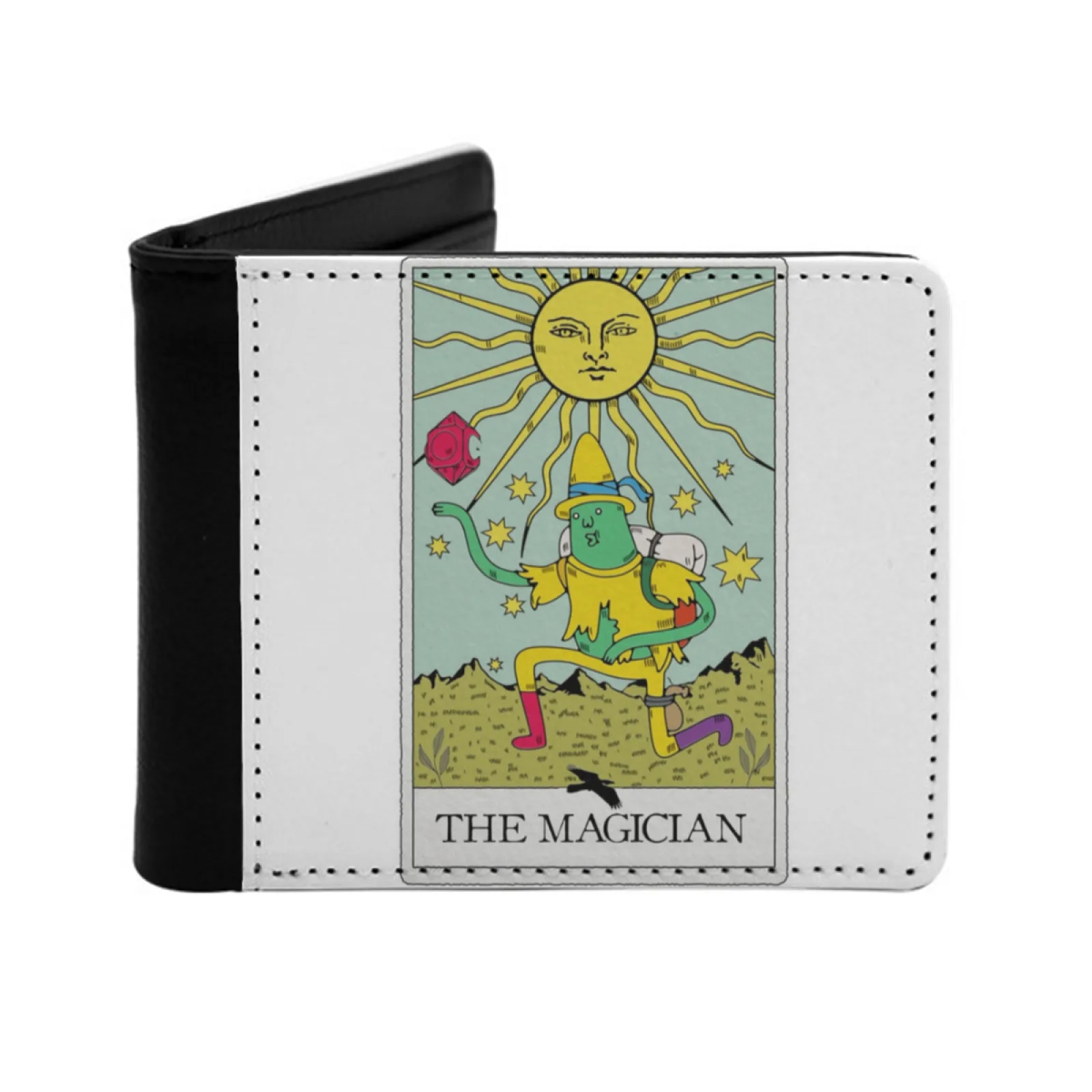 Magic Man Tarot Card The Magician Men Leather Wallet Credit Card/Id Holders Inserts Money Bag Male Short Purses Magic Man Tarot