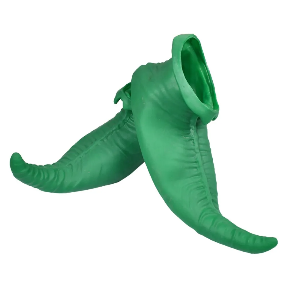 هالوين مضحك نمط الدعائم الأخضر مهرج أحذية مهرجان مرحلة الأداء مهرج خلع الملابس الأحذية الجلدية الخضراء