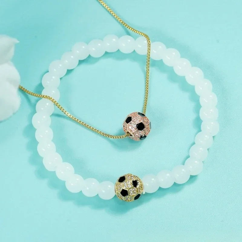 2 Pieces DIY8MM Fútbol Cuerdas De Latón Collar Accesorios Para Pandora Encantos Joyería Abalorios Hacer Ayudas wholesale