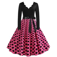 Plus Size Women Dress Vintage Long Sleeve Polka Dot Spring Autumn New Year Party Dresses 3XL Vestidos - Image 6