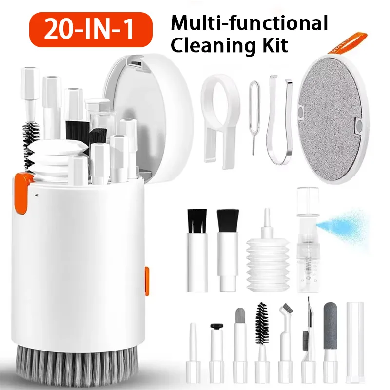 Kit de limpieza de teclado para portátil 20 en 1, herramienta de limpieza para cámara digital, auriculares, teléfono móvil, extractor de teclas, bolígrafo de limpieza para auriculares