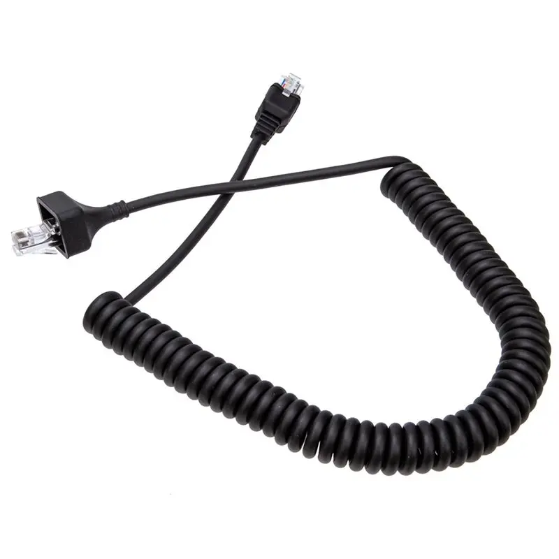 ABRI-For Kenwood KMC-30 KMC-32 Walkie Talkie 8 Pin RJ-45 To RJ-45 Coiled Handheld Speaker Microphone Cable Replacement Lead