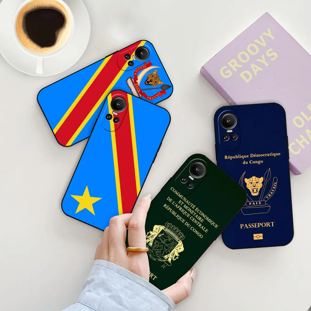 

Democratic Republic Of The Congo Flag Passport Case For OPPO Reno 11 11F 10 10X 8 8T 8Z 7 7Z 6 6Z 5 4 Pro Plus Black Soft Cover