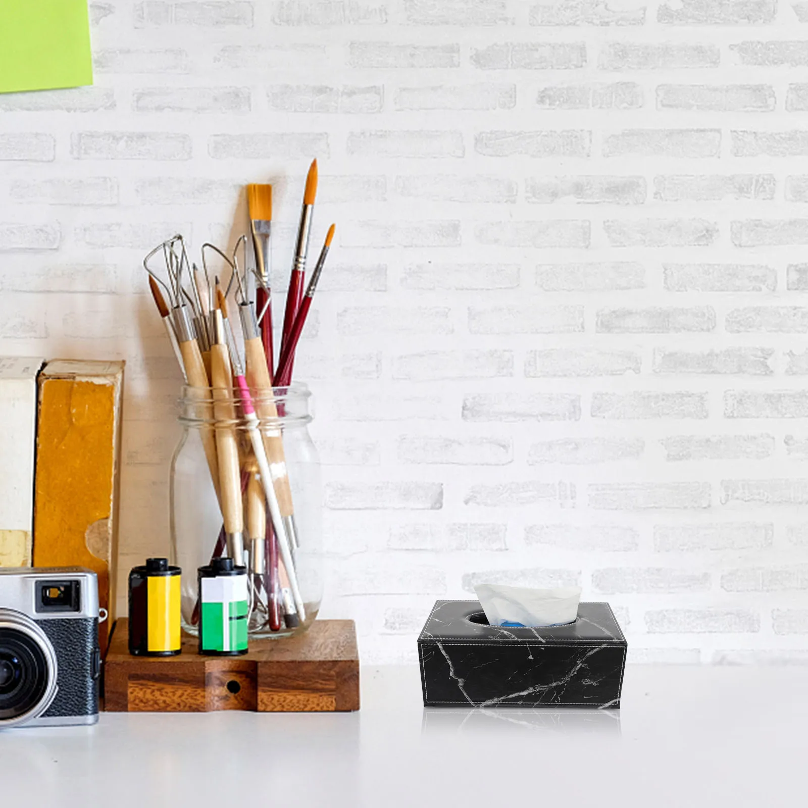 

1Pcs Marble Tissue Box Tissue Holder Solid Capacity Car Home Office Bathroom Decor Marble Napkin Holder