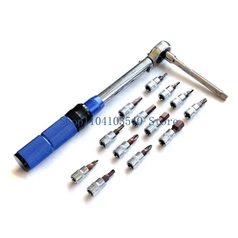 02DC Bike Torque Wrench Set 1/4 inch Drive 2-24Nm Adjustable Torque Screwdriver Bicycles Torque Wrench Tool for Mountain Bike