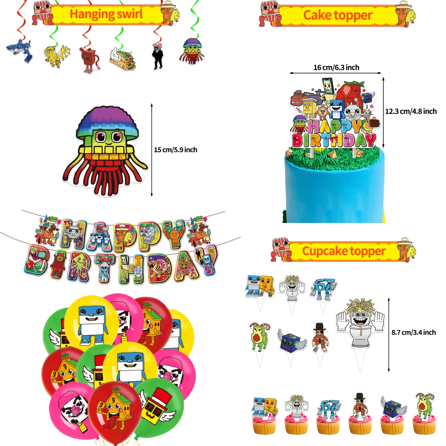 

Balloons Steal a Brainrot Birthday Party Decoration Birthday Balloons Cake Topper Banner Baby Shower Kids Party Favors Supplies