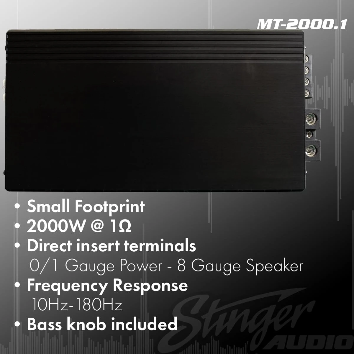 1-قناة قطعة واحدة 2000 واط RMS مضخم صوت السيارة مع مقبض جهير للتحكم عن بعد، الفئة D، Hexfet Mosfet، رائجة البيع