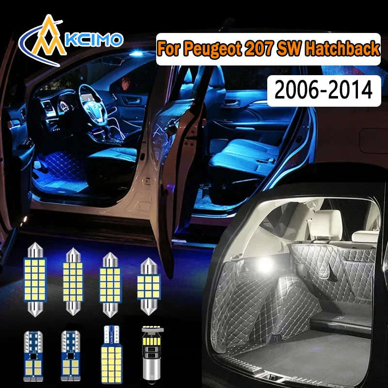 

LED Interior Light Canbus For Peugeot 207 SW Hatchback Saloon 2006-2014 Super Bright Dome Map Door Lights Easy Install Bulbs Set