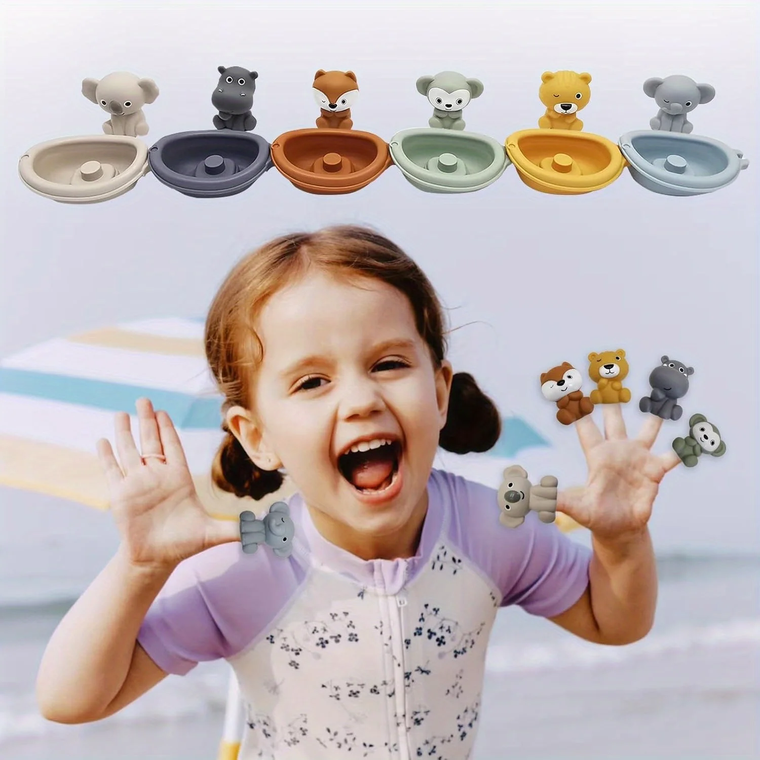 Stackable Animal Floating Bath Toy Set | Toddler Educational Sensory Play with Suction Cups for the Bath, Pool and Beach