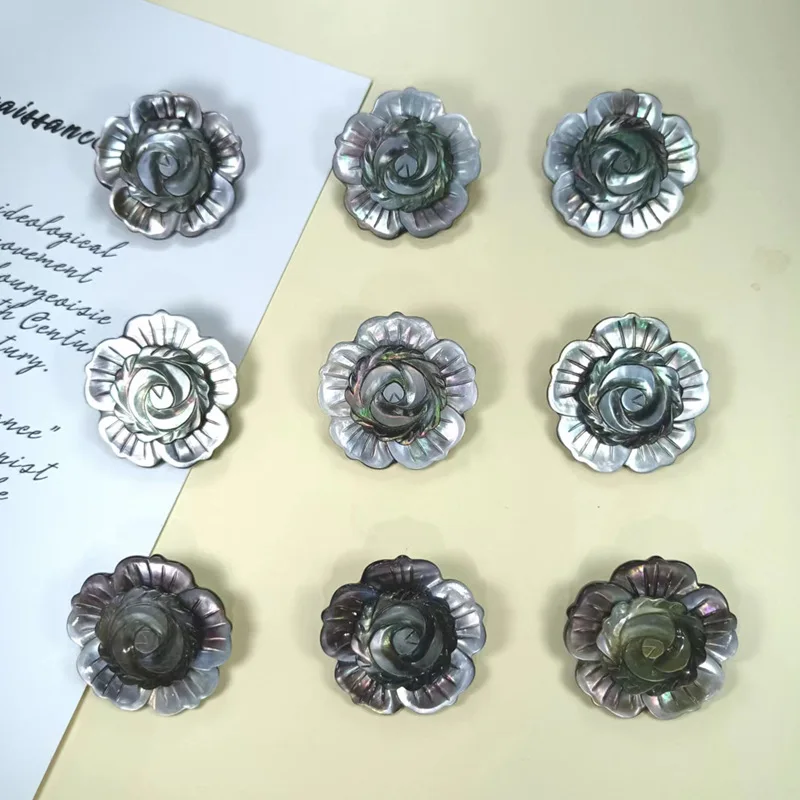 2pcs Internet celebrity non-mainstream black shell Two-layer shell flower diy Jewelry accessories