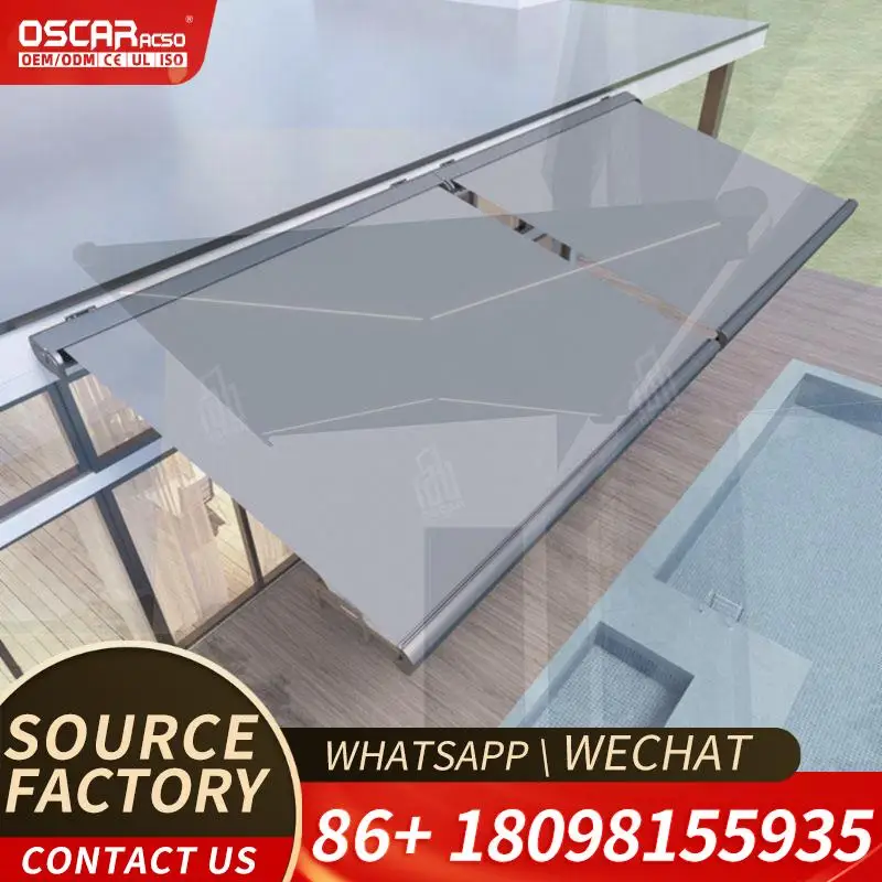 Exterior Thermal Break Retractable Aluminum Pergola with Waterproof and Sunproof PVC Roof for Outside Use of House Villa Retract