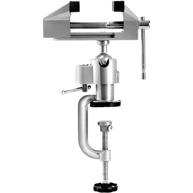 2-In-1 360 Degree Rotating Table Vise Aluminium Alloy Swivel Bench Vise Clamp for Drilling, Woodworking Mental Working Stand Too